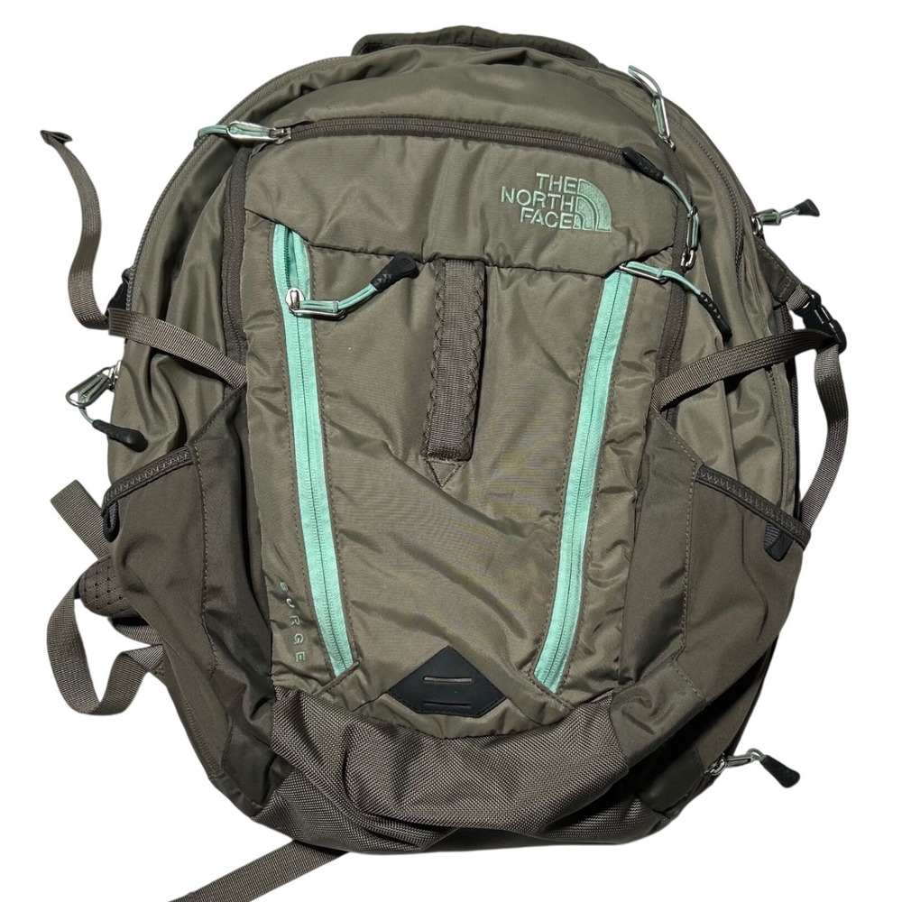 The North Face Surge Backpack Olive Green Teal Laptop Bag T196/T596 Mens Womens